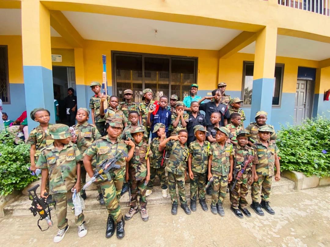 Divine International School pupils during Career Day: soldiers.